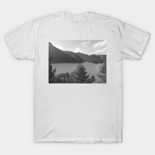 Landscape lake view and hills - Black and white photography T-Shirt